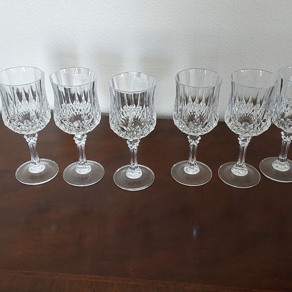 Cristal D'Arques Longchamps Elegant  Lead Crystal Wine‎ Glass Set Of 8